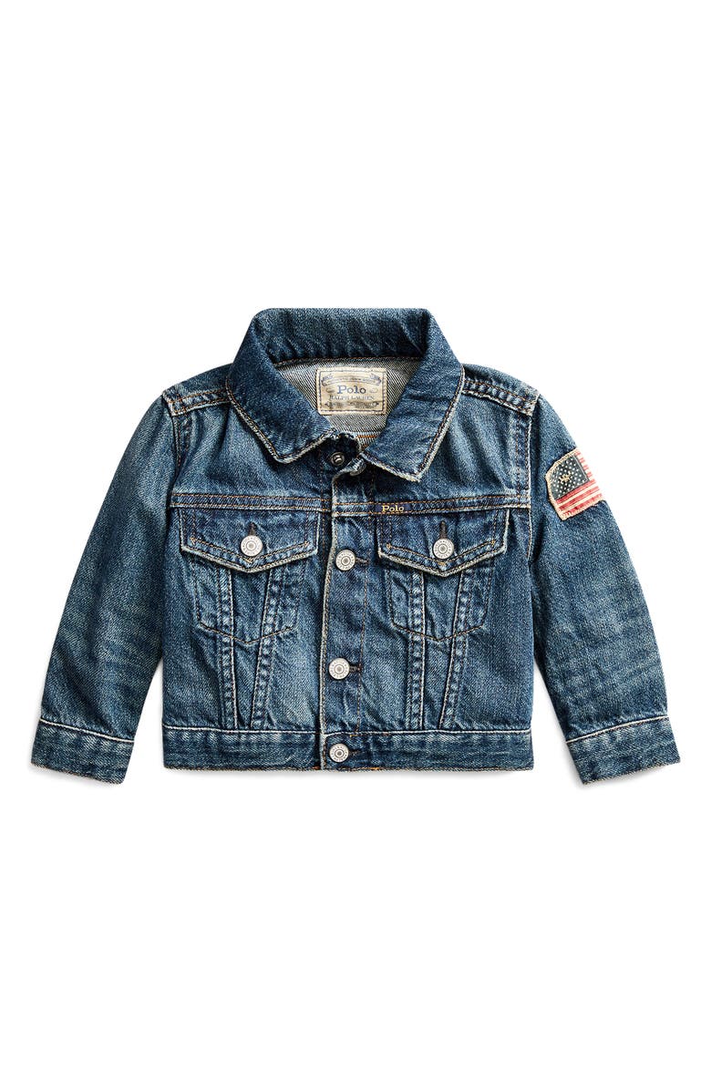 Ralph Lauren Flag Patch Trucker Jacket, Main, color, Inwood