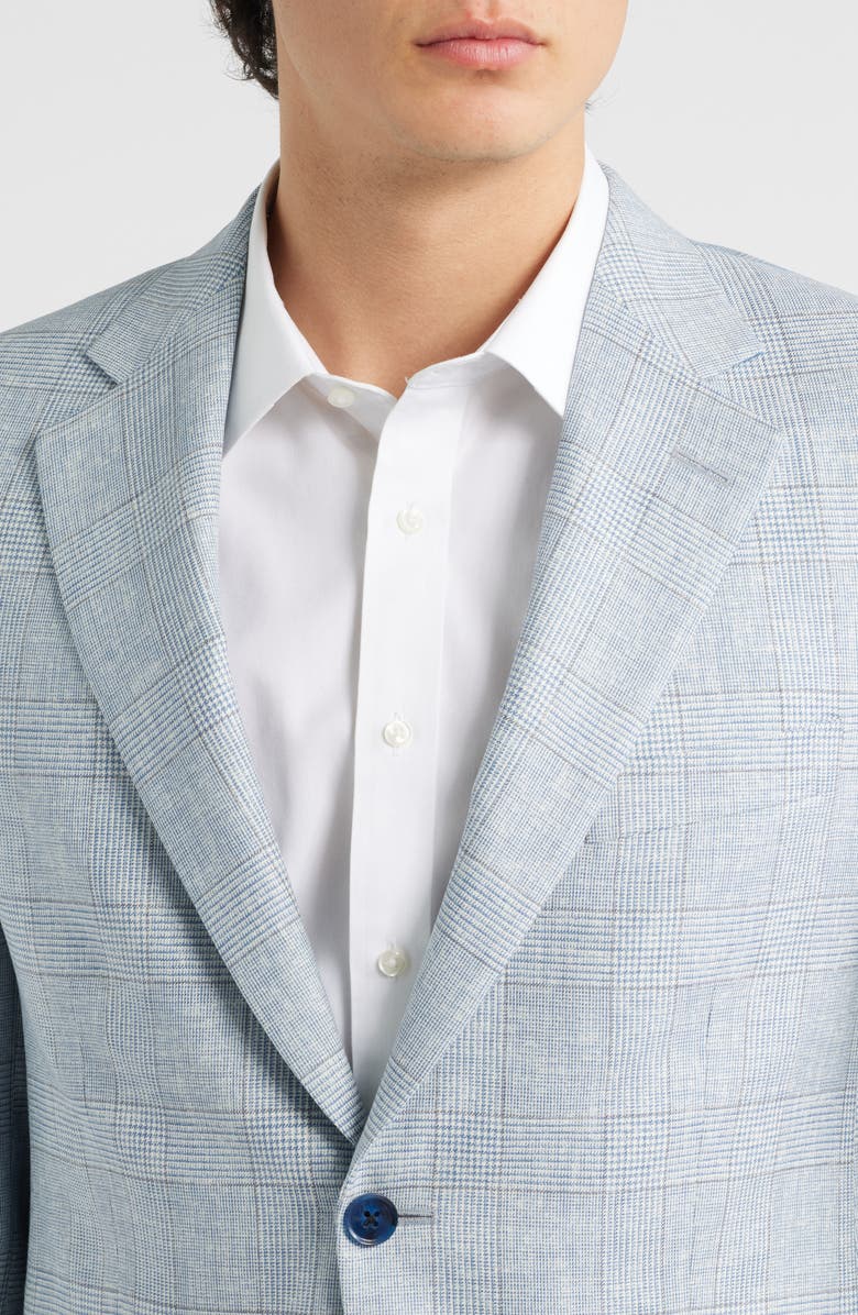 Peter Millar Hartford Classic Fit Light Blue Glen Check Wool Sport Coat, Alternate, color, Light Blue