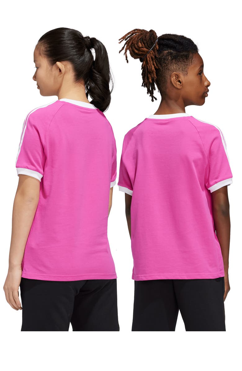adidas Kids' 3-Stripes Cotton T-Shirt, Alternate, color, Semi Lucid Fuchsia