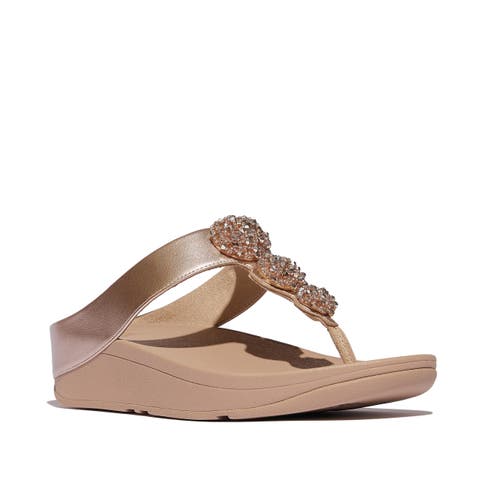 Fino Beadie-button metallic toe-post sandals