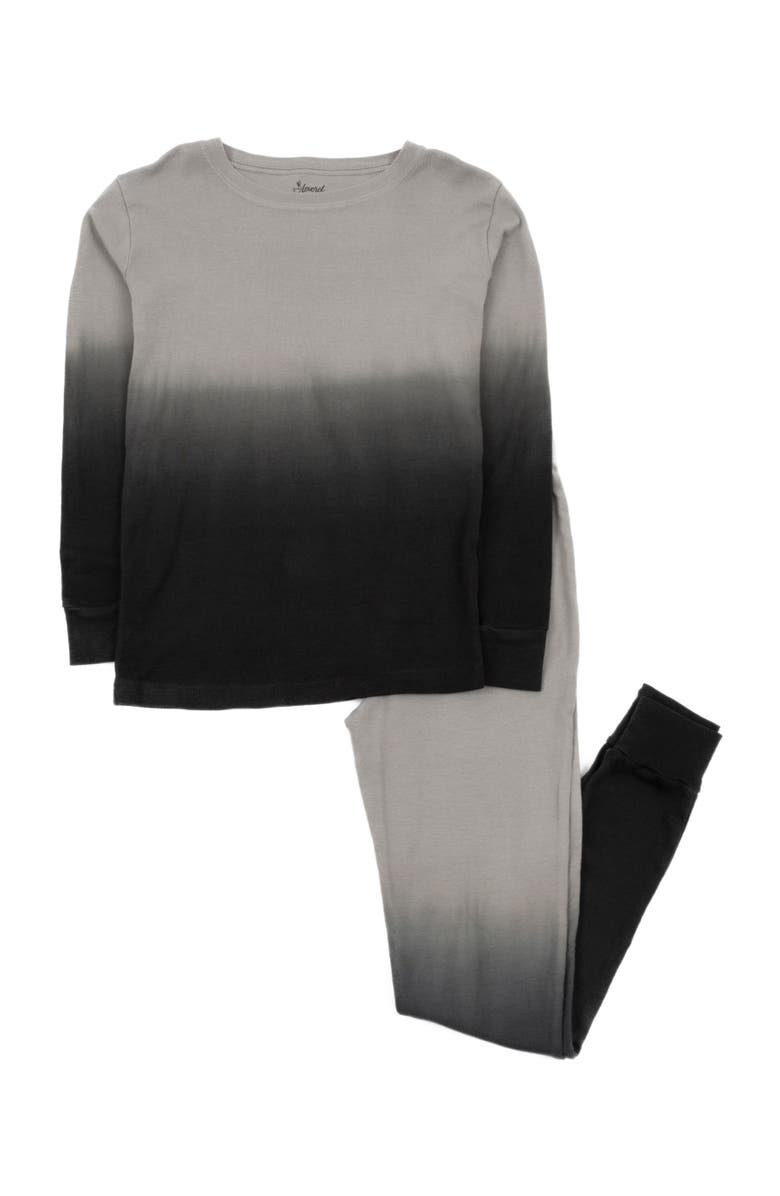 Leveret Kids Cotton Two-Piece Pajamas, Stripes, Solids & Tie Dye, Main, color, Tie Dye Gray