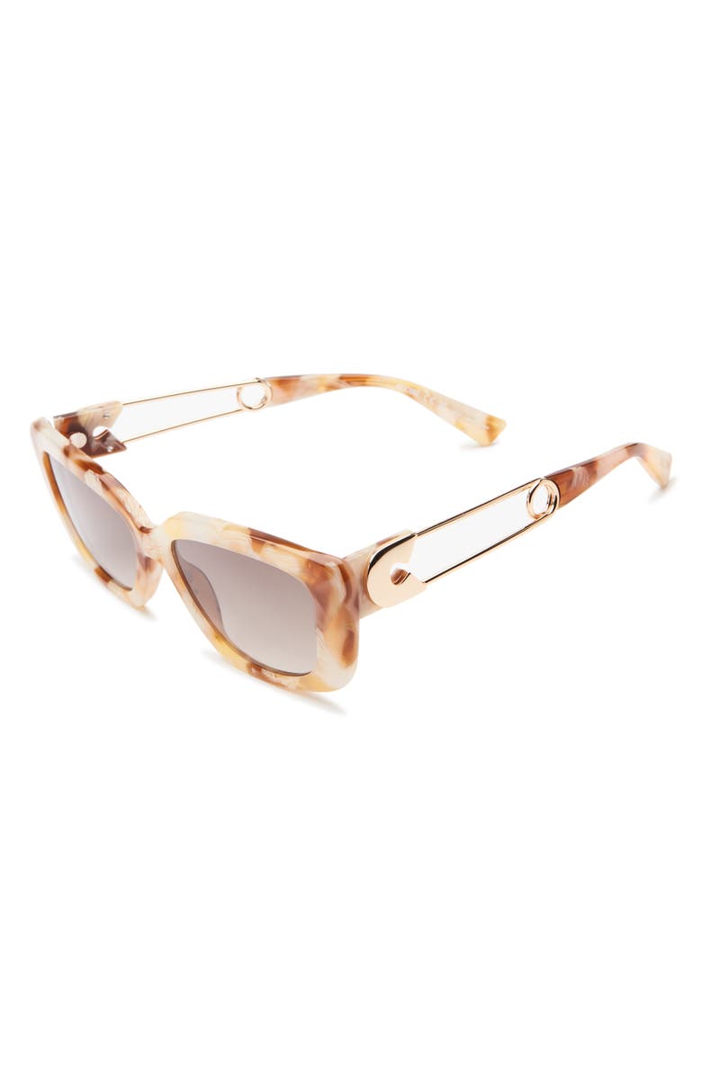 Moschino 55mm Gradient Rectangular Sunglasses, Alternate, color, Havana / Ivory