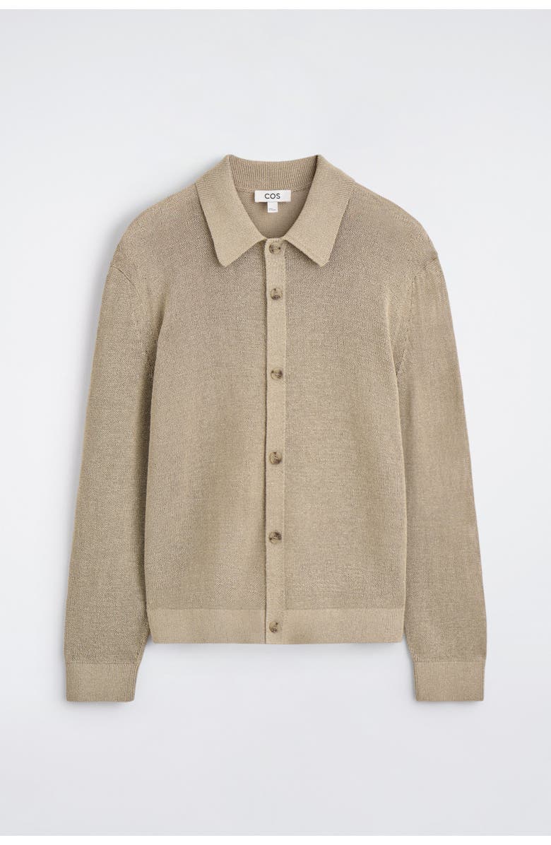 COS Knitted Cotton-paper Cardigan, Alternate, color, Beige