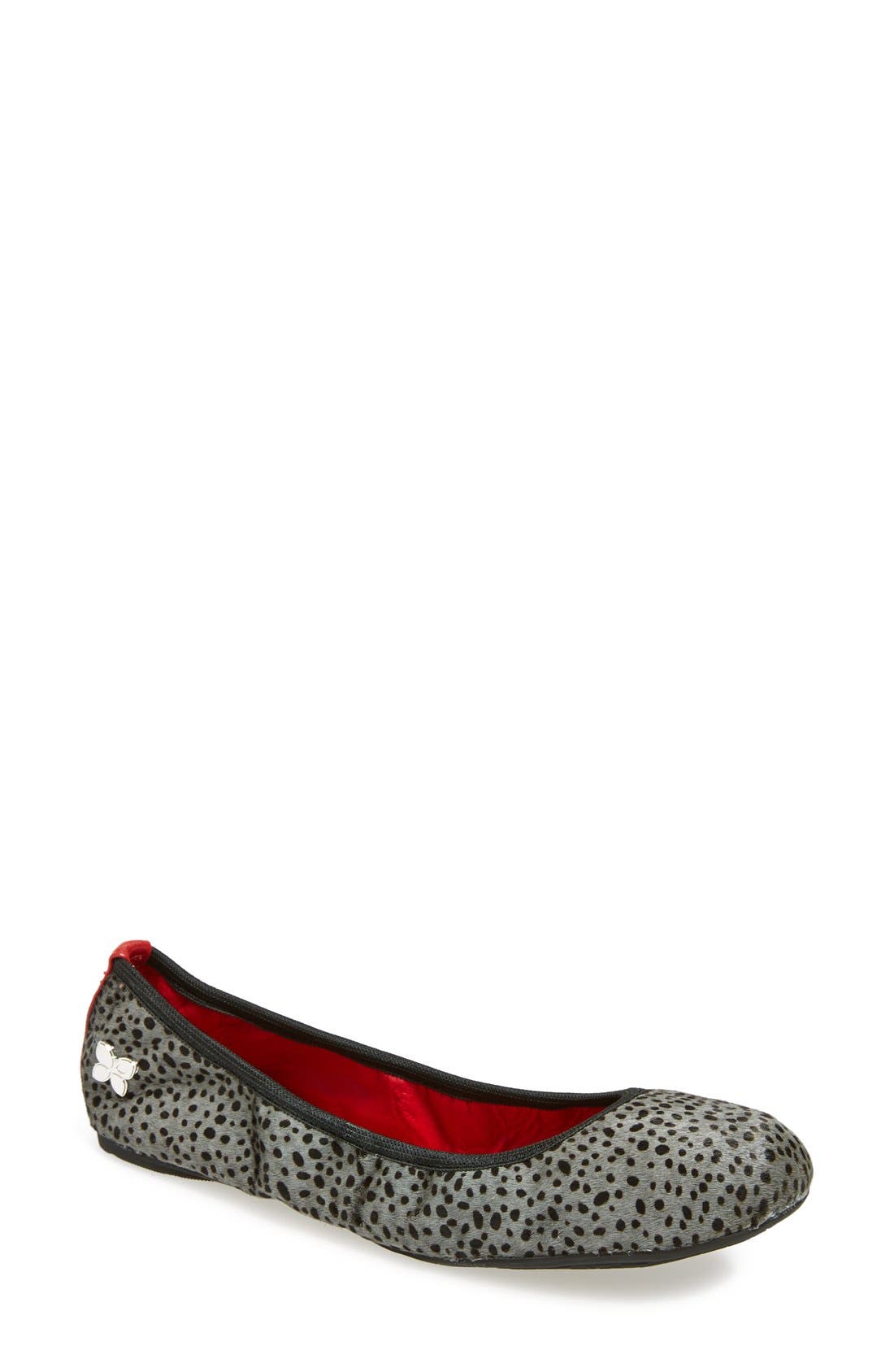 'Leah' Foldable Ballet Flat, Main, color, DALMATIAN
