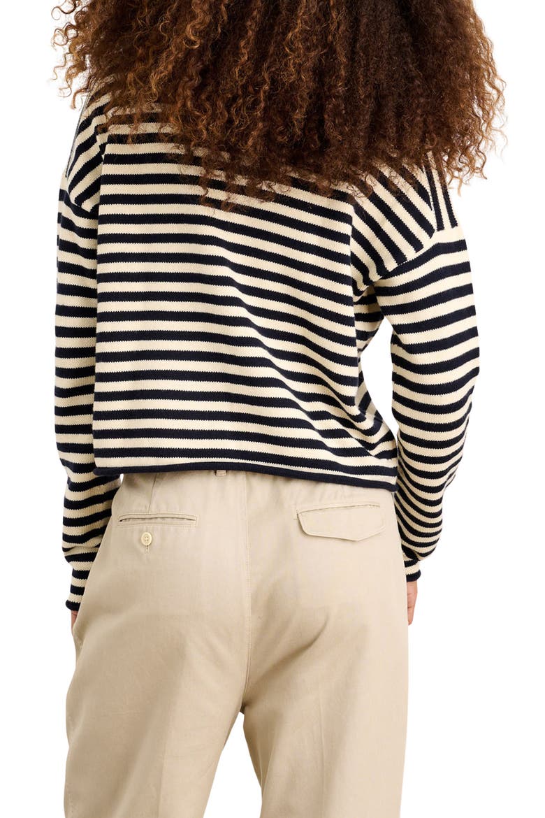 Taylor Stripe Cotton & Cashmere Cardigan, Alternate, color, NAVY/IVORY