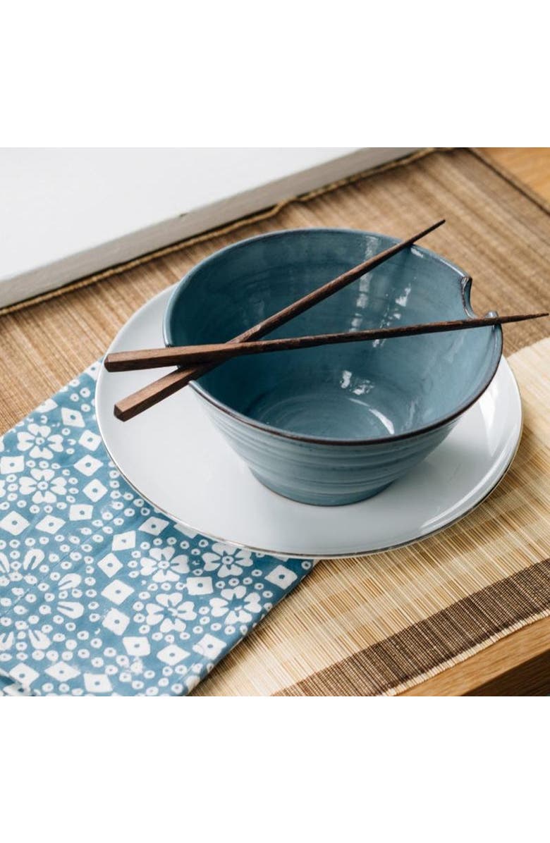 Ten Thousand Villages Chopsticks & Blue Bowl Set, Alternate, color, Blue