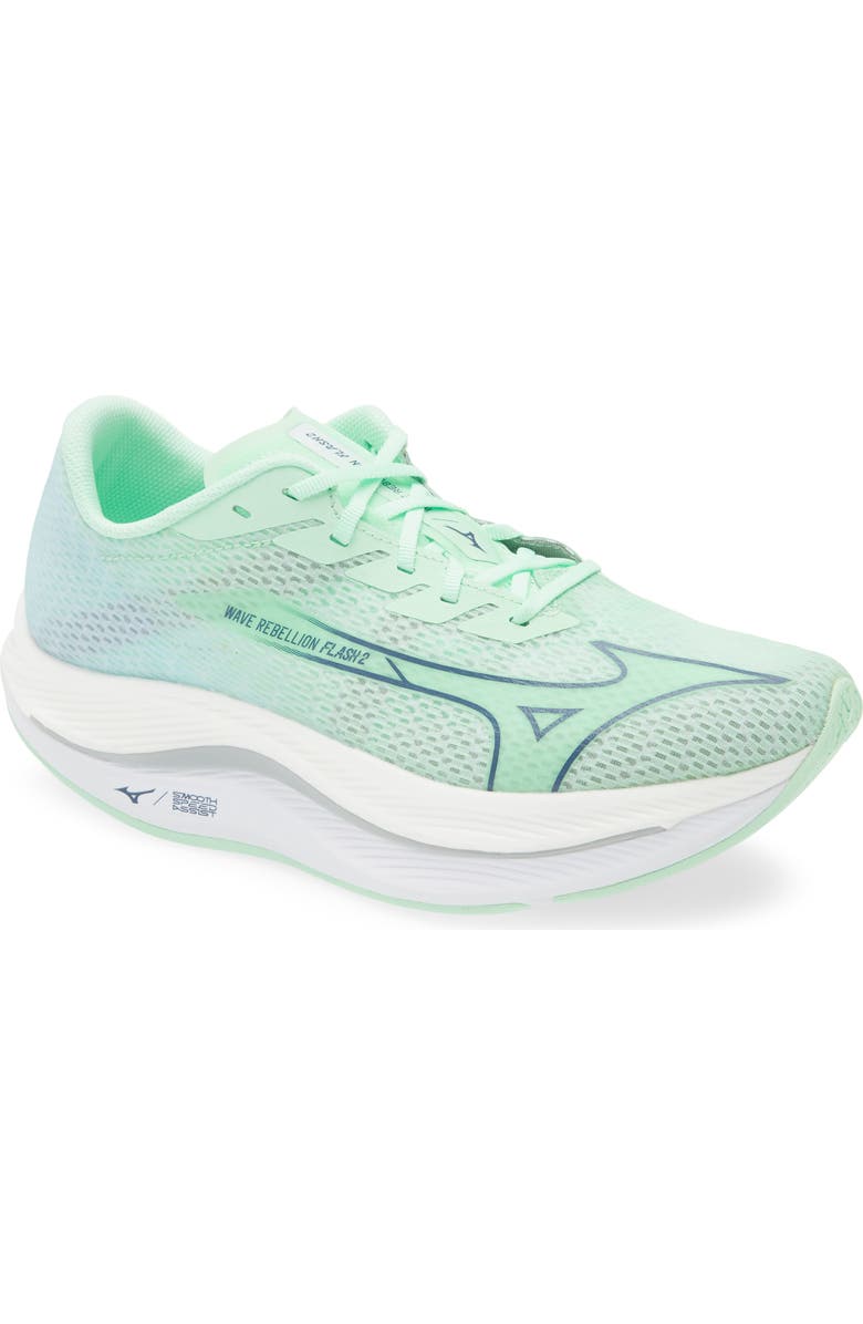 Mizuno Wave Rebellion Flash 2 Running Shoe, Main, color, Neo Mint-Vintage Indigo
