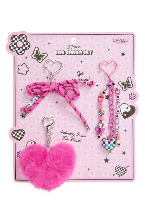 Kids' Set of 3 Novelty Bag Faux Fur Charms