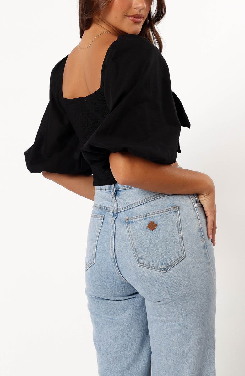 Petal & Pup Celine Tie Front Cotton & Linen Crop Top, Alternate, color,