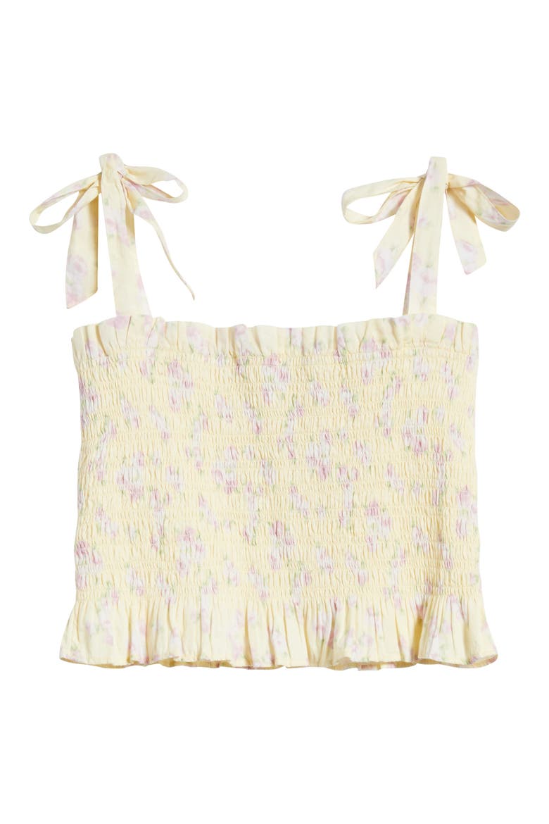 Kids' Merrinelle Smocked Cotton Crop Top, Alternate, color, LEMON SPRITZ