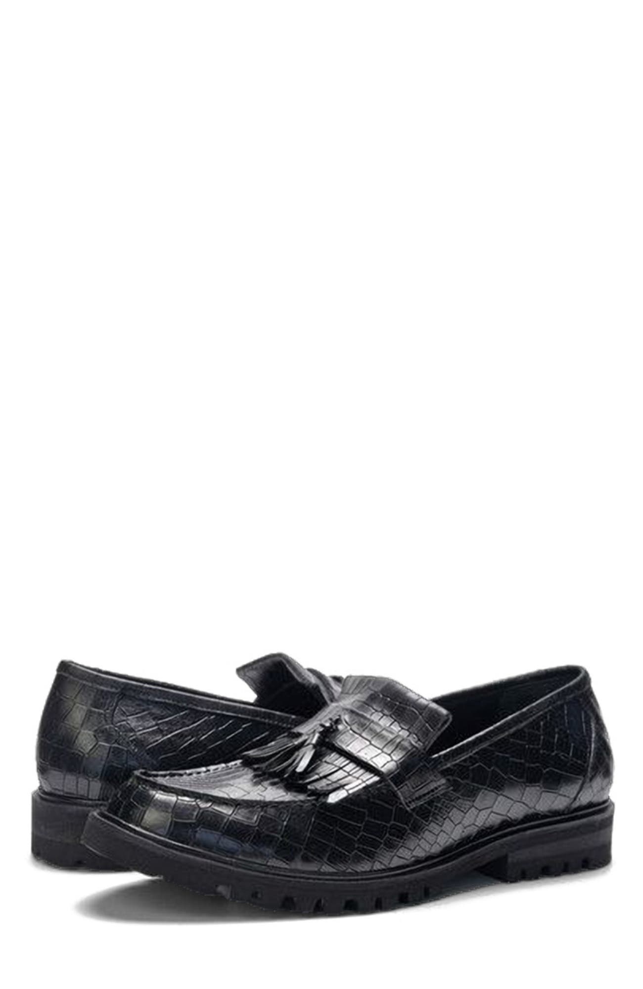 A. Veer Dante Tassel Loafer, Alternate, color, Black Leather