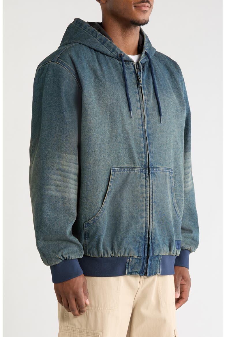 Eli Workwear Denim Hooded Jacket, Alternate, color, DIRTY MEDIUM INDIGO