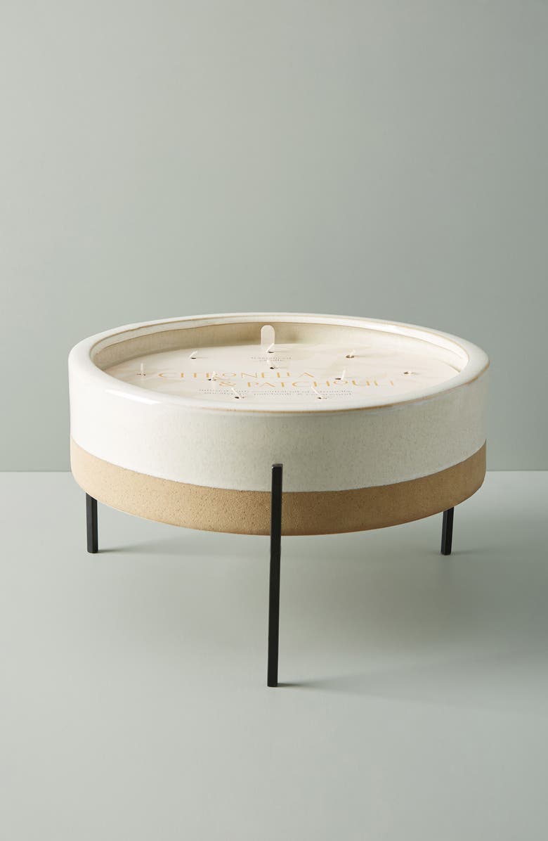 Anthropologie Home Extra Large Ceramic Dip Citronella Candle, Main, color, 