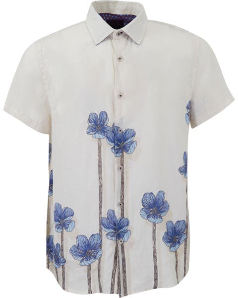Crafty Floral Short Sleeve Fine Linen Shirt