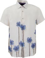 Lords of Harlech Crafty Floral Short Sleeve Fine Linen Shirt