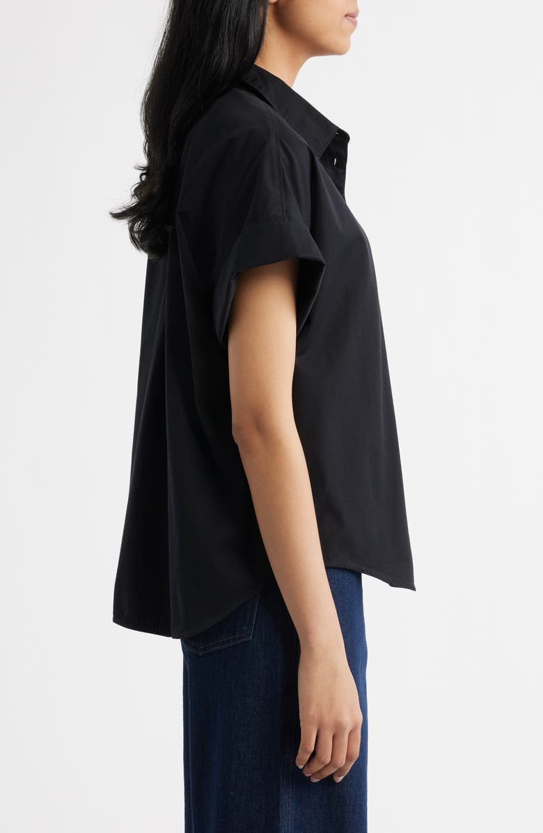 SPANX<sup>®</sup> Oversize Short Sleeve Cotton Button-Up Shirt, Alternate, color, Classic Black