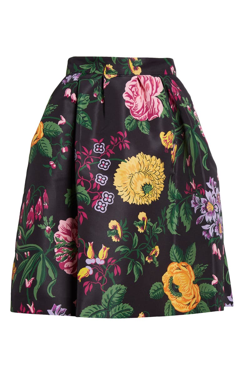 Carolina Herrera Floral Print A-Line Satin Skirt, Alternate, color,
