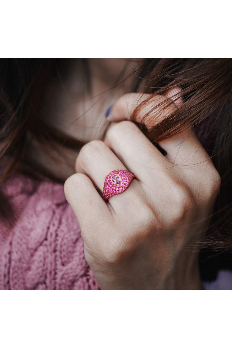 Pink Sapphire Pear Cluster Cocktail Ring 14k, Alternate, color, Pink Sapphire