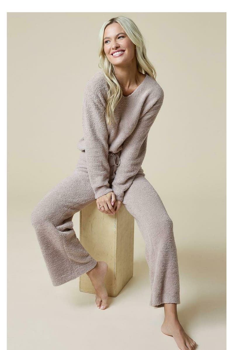 Softies Solid Marshmallow V-Neck Lounge Set, Alternate, color, Coco