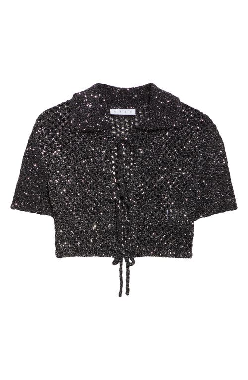Shop Area Sequin Crochet Crop Cardigan In Black
