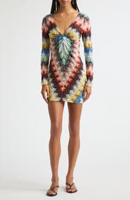 Missoni Lace Motif Lamé Long Sleeve Body-Con Minidress