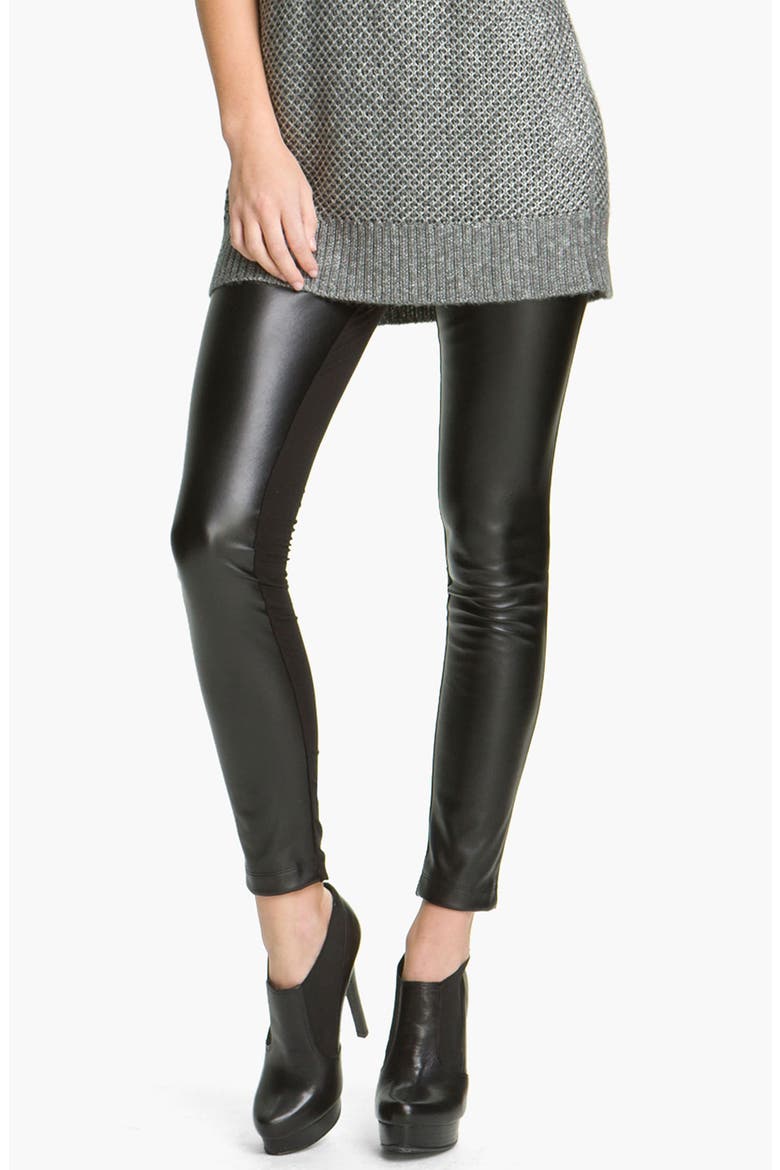 Mixed Media Leggings, Main, color, BLACK