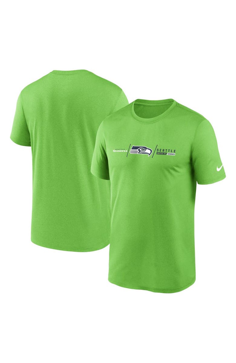 Nike Men's Nike Neon Green Seattle Seahawks Horizontal Lockup Legend Performance T-Shirt, Main, color, Neon Green