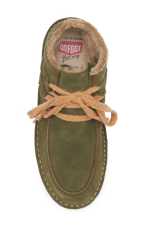 On Foot Silken Faux Fur Lined Chukka Boot In Green