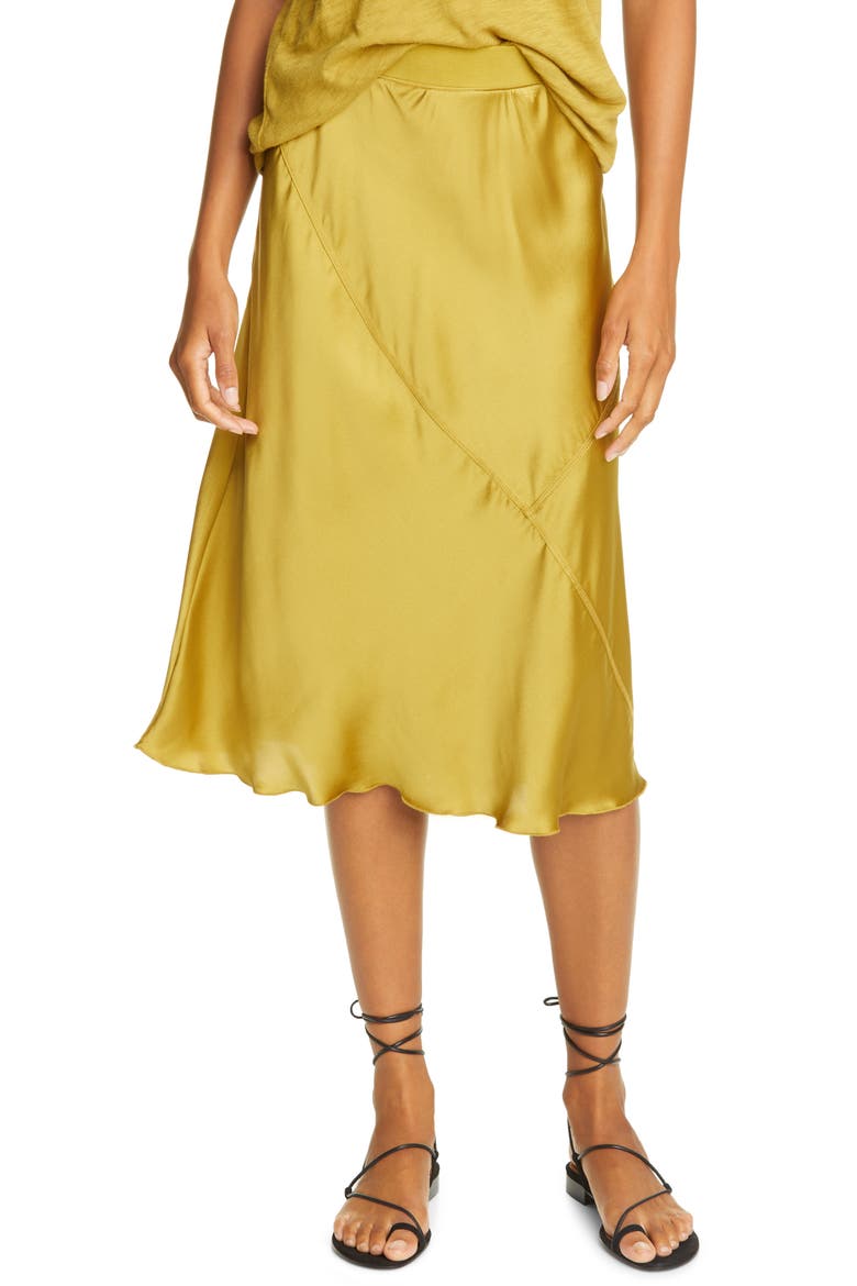 Pull-On Silk Skirt, Main, color, ANTIQUE GOLD