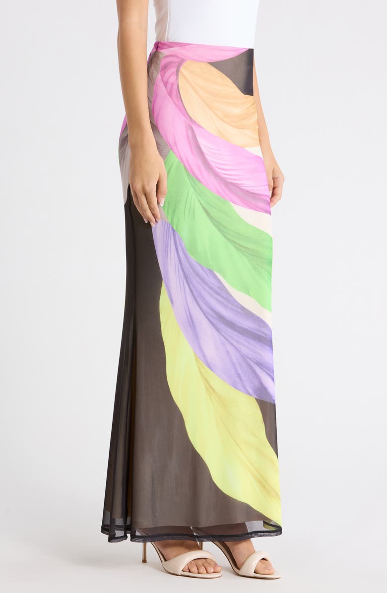 AFRM Tegan Feather Print Maxi Skirt, Alternate, color, Summer Feathers
