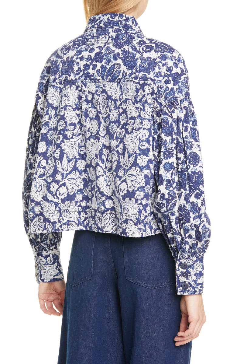 Ulla Johnson Griffin Floral Denim Jacket, Alternate, color, 