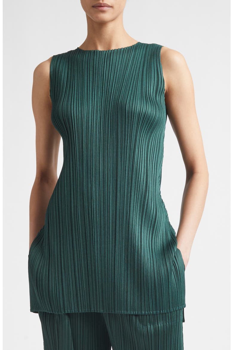 Monthly Colors March Pleated Tunic Top, Alternate, color, DARK GREEN