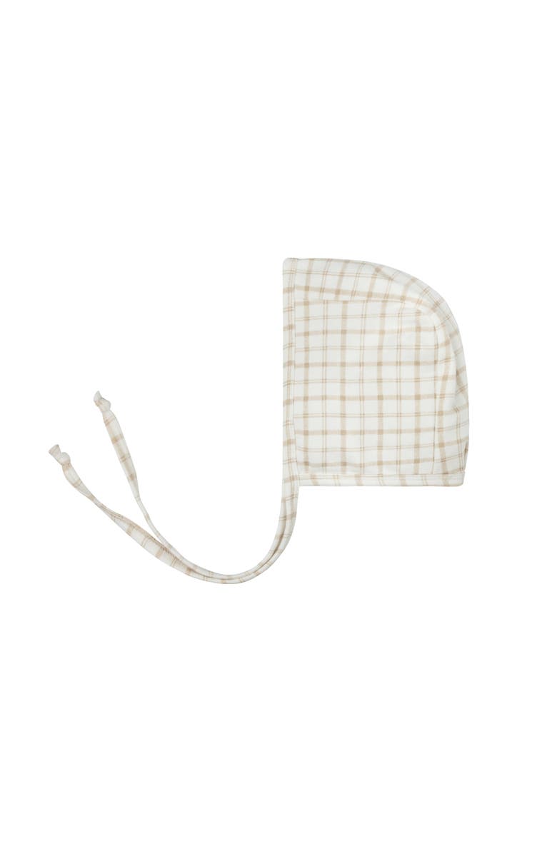 Ely's & Co. Modal French Terry Plaid Sheep Collection - Footie + Bonnet, Alternate, color, Beige