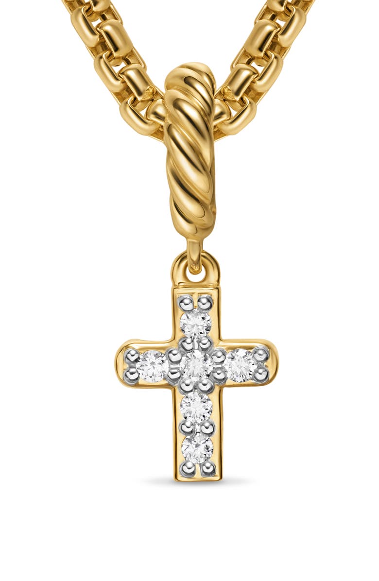 David Yurman Micro Pavé Cross Enhancer in 18K Yellow Gold with Diamonds, 8mm, Alternate, color, Diamond