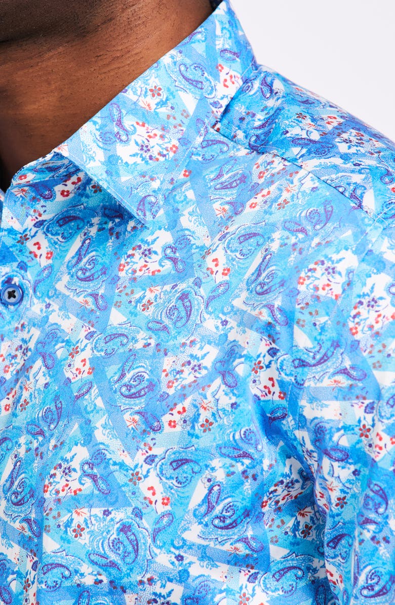 Robert Graham Marston Cotton Button-Up Shirt, Alternate, color, Blue