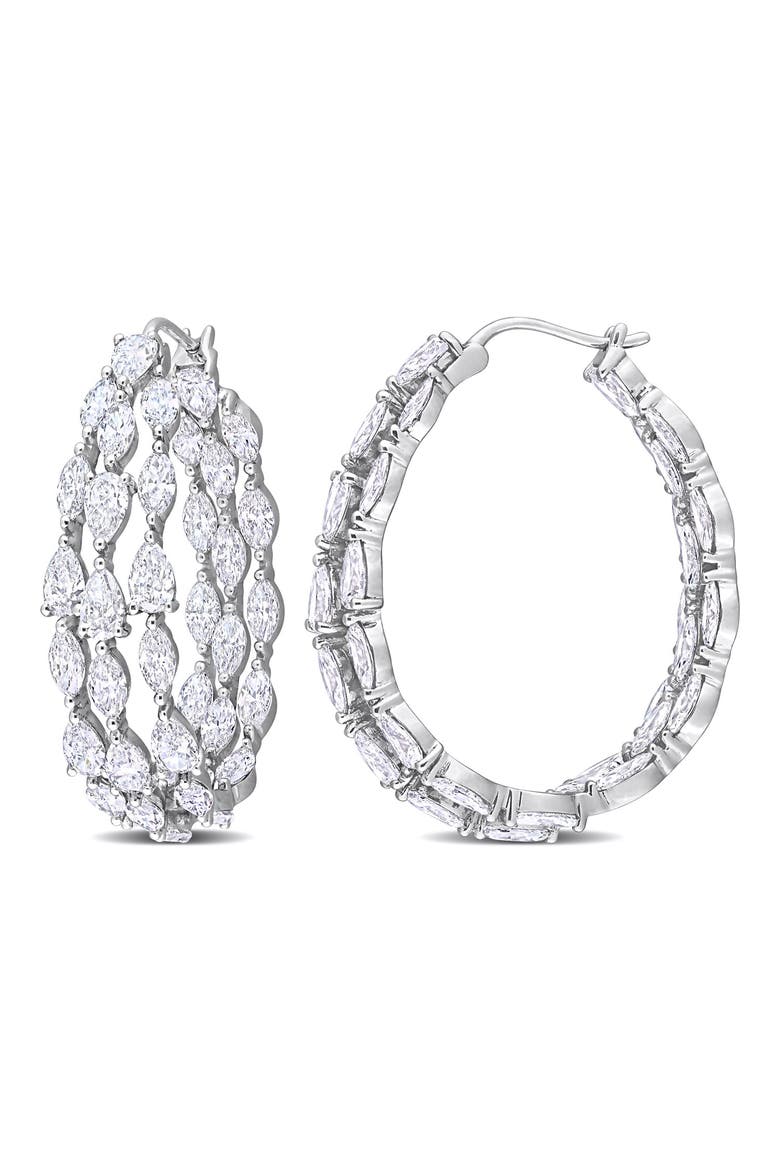 Marquise & Pear Cut Lab Diamond Hoop Earrings 14k, Main, color, 10.96ct/White Gold