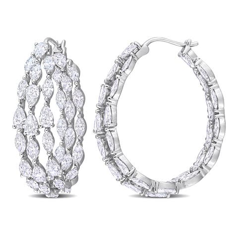 Marquise & Pear Cut Lab Diamond Hoop Earrings 14k