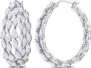 ALLUREZ Marquise & Pear Cut Lab Diamond Hoop Earrings 14k