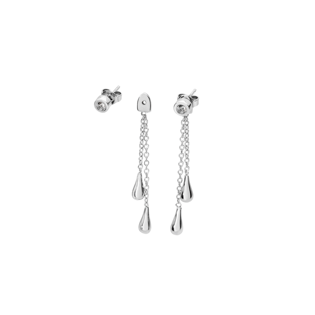 Lucy Quartermaine Removable Double Drop Earrings With White Topaz In Sterling Silver