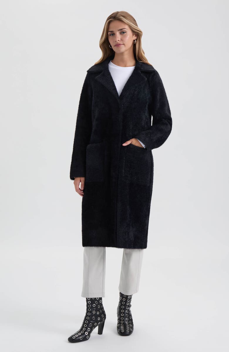 NVLT Faux Fur Trim Longline Sweater Coat, Alternate, color, 