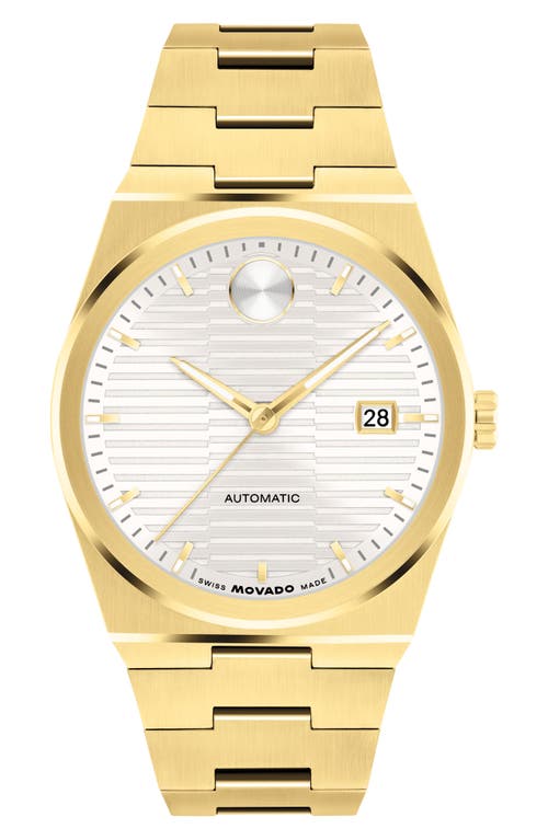 Movado Men's Bold Quest Swiss Automatic Ionic Plated Light Gold Steel Watch, 39mm In White