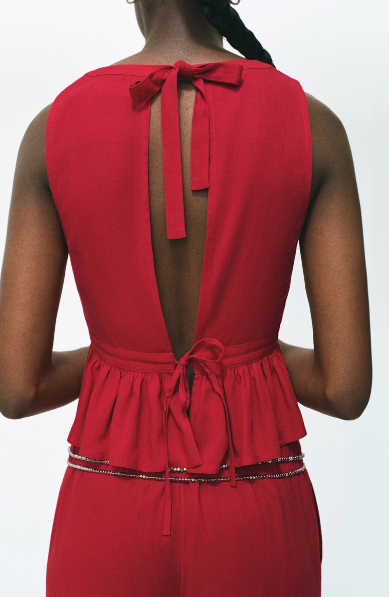 MANGO TEEN Peplum Detail Top, Alternate, color, Red