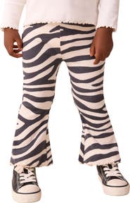 NEXT Kids' Zebra Print Rib Flare Leggings