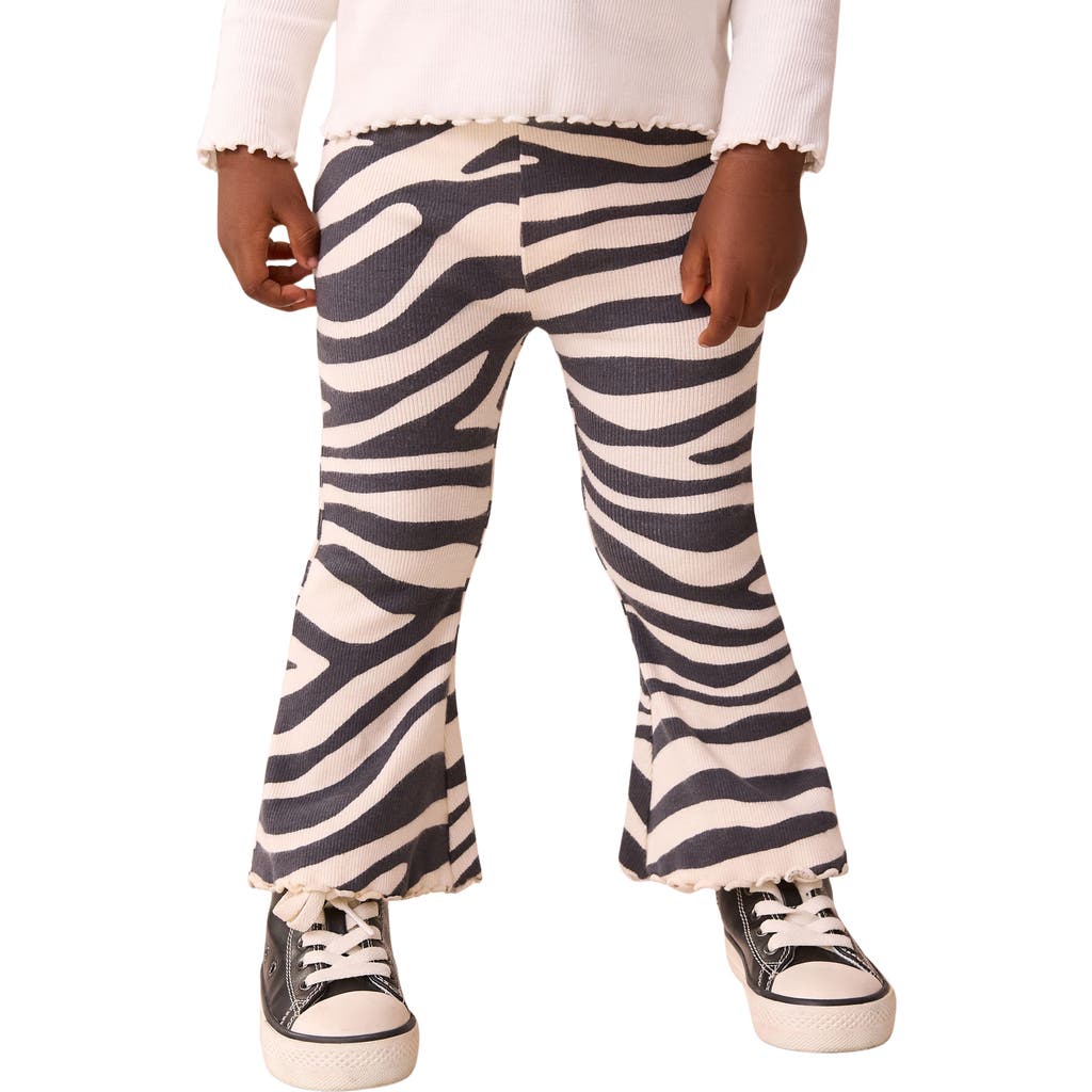 Next Kids' Zebra Print Rib Flare Leggings In Pink