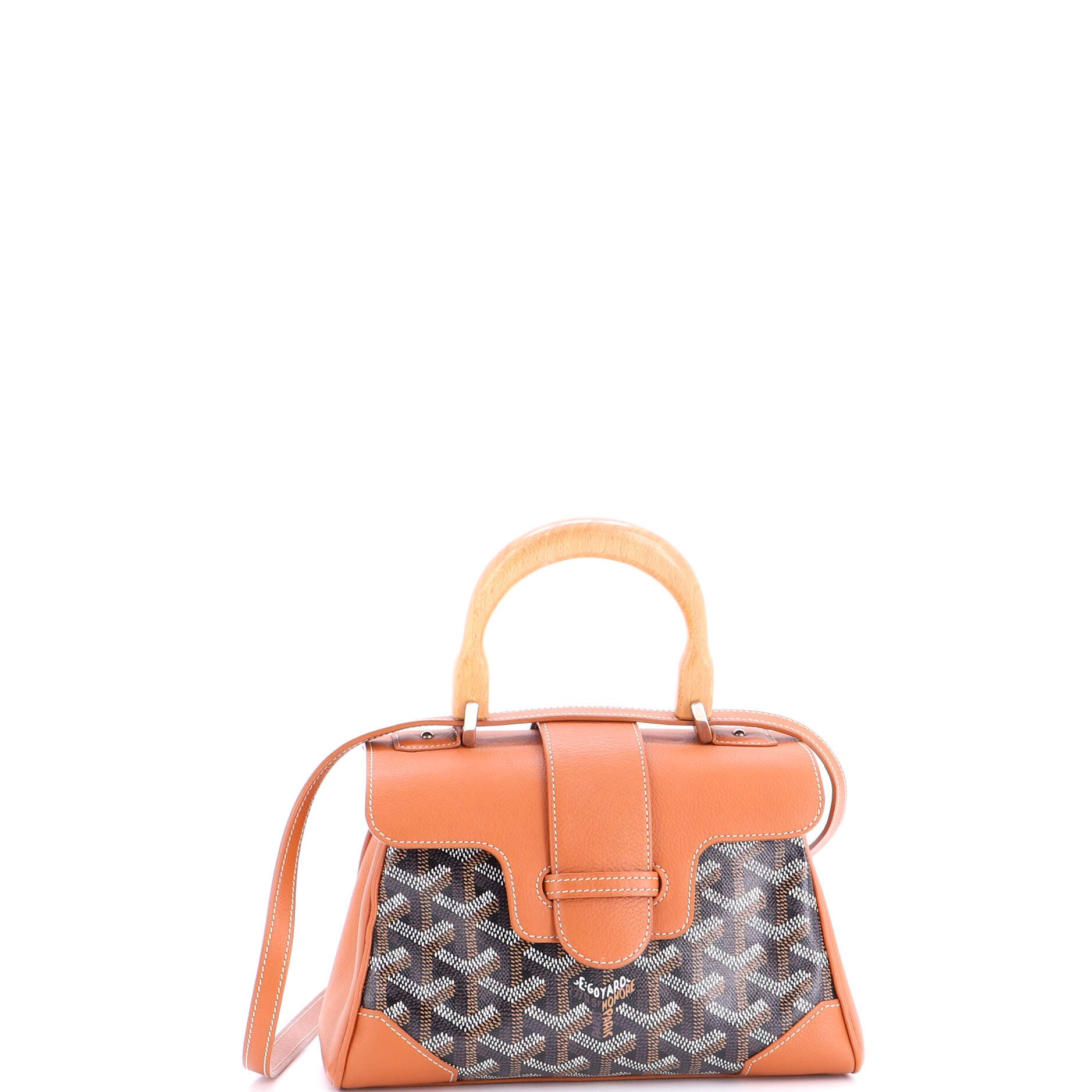 Pre-Owned Goyard Saigon Top Handle Bag Coated Canvas with Leather Mini, Main, color, Brown