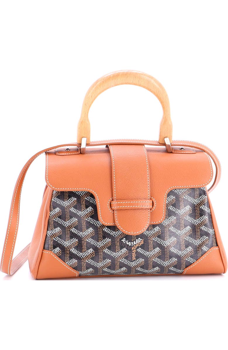 Pre-Owned Goyard Saigon Top Handle Bag Coated Canvas with Leather Mini, Main, color, Brown