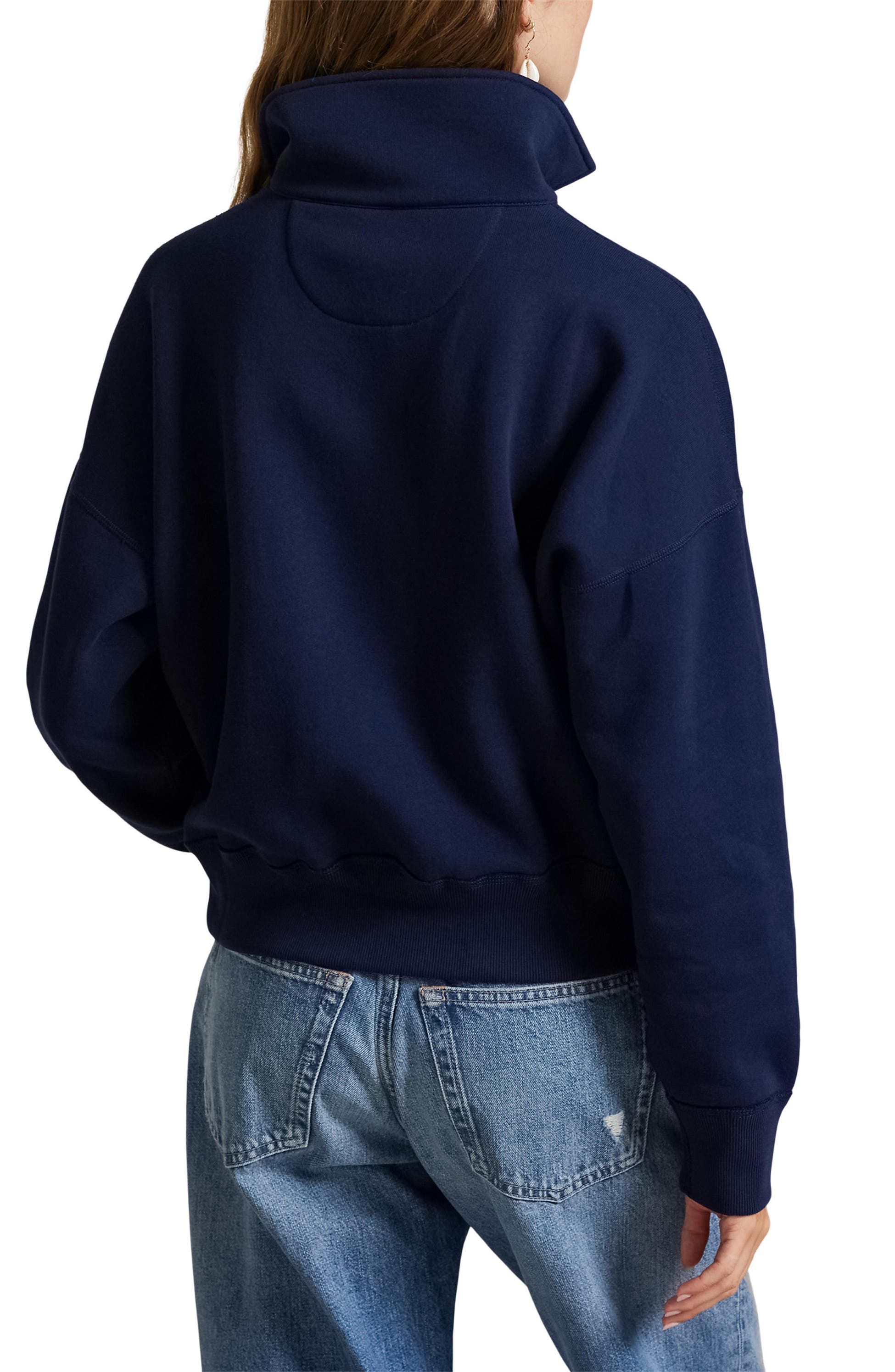 Cotton Blend Fleece Quarter-Zip Sweatshirt