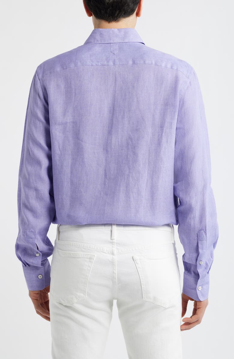 Canali Regular Fit Linen Button-Up Shirt, Alternate, color, Light Purple