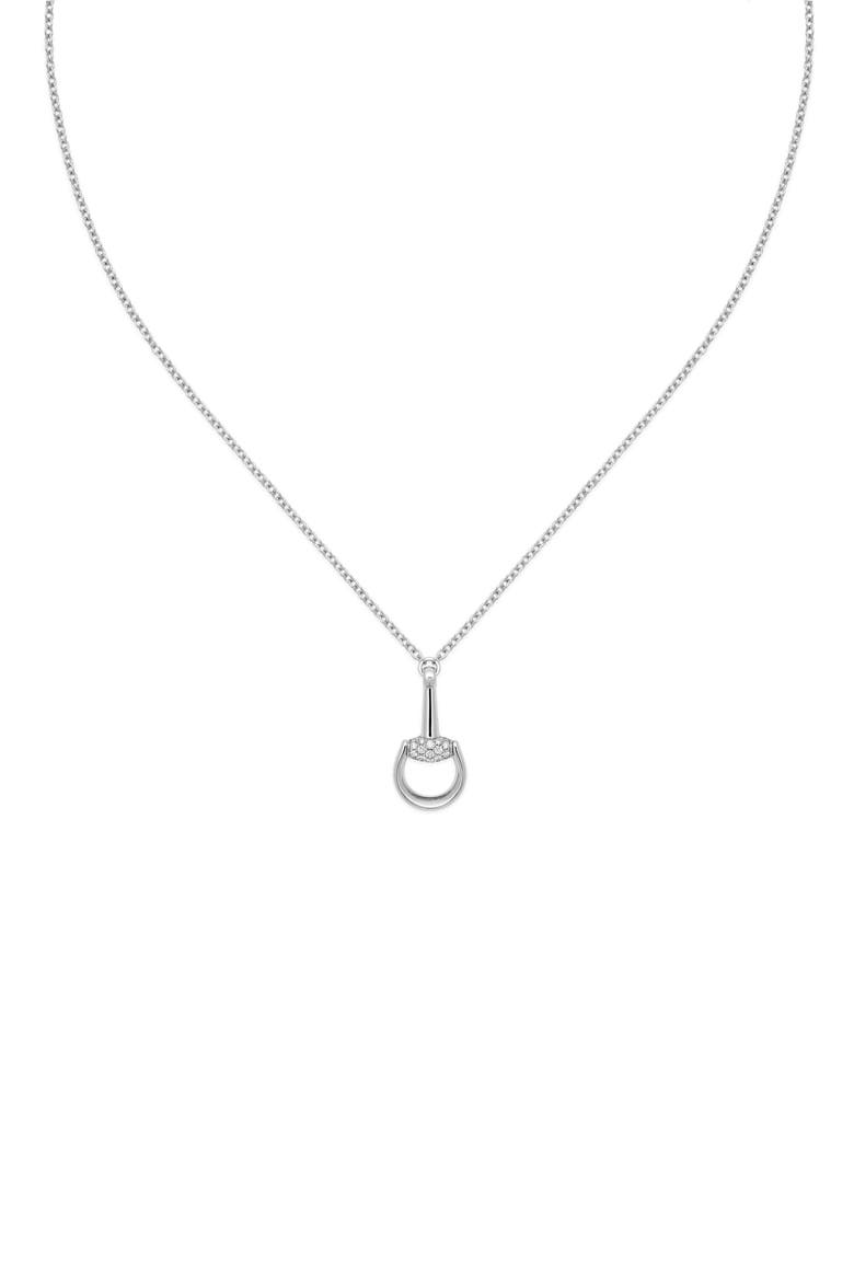 Pavé Diamond Horsebit Pendant Necklace, Main, color, WHITE GOLD