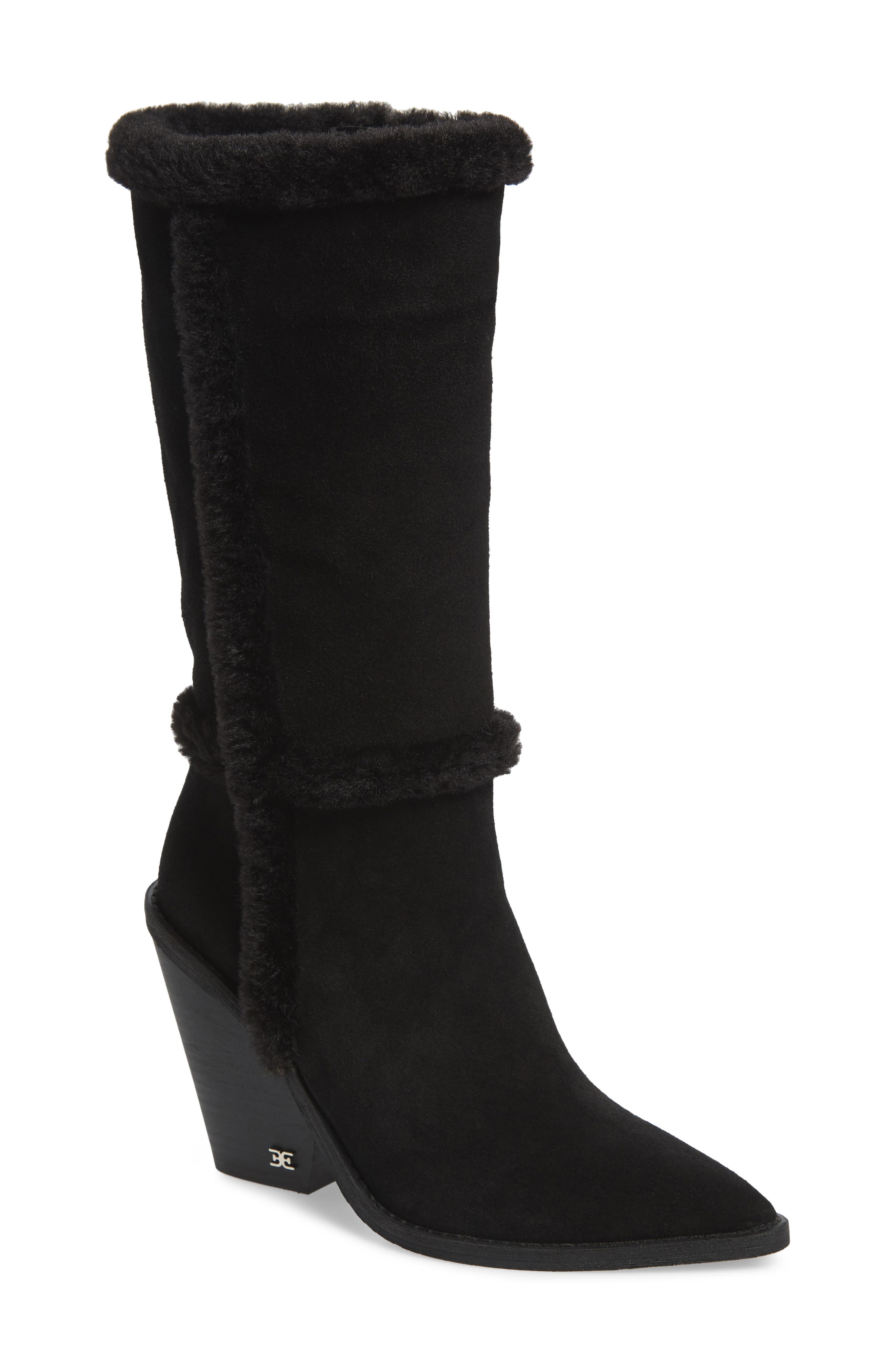Sam Edelman Ilsa Faux Fur Trim Block Heel Boot, Main, color, 